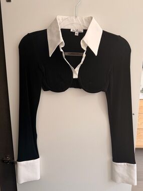 Mirror Palais Black Cropped Bolero Top
